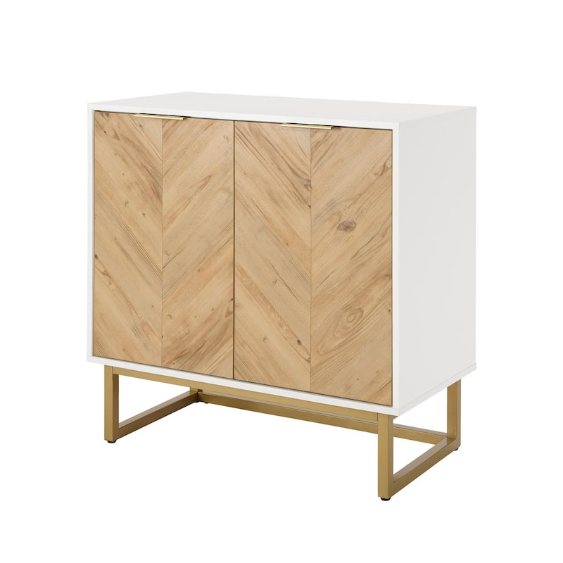 Homy Casa Herringbone Accent Cabinet, Adjustable Shelf, Living Sideboard