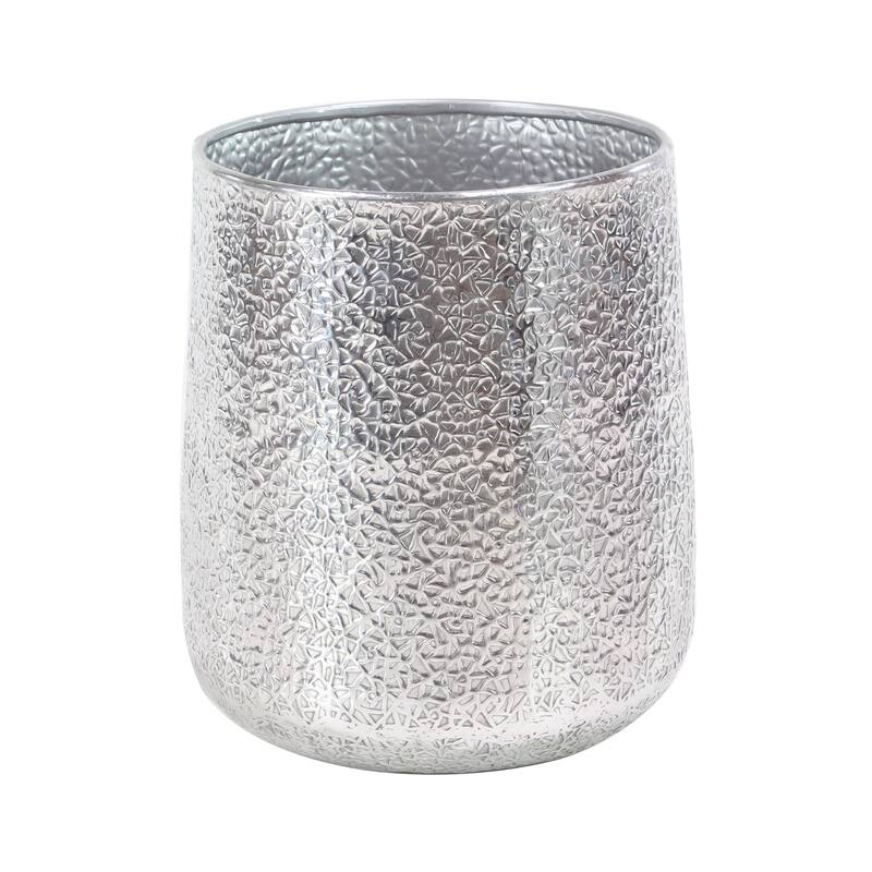 Silver Aluminum Metal Indoor Outdoor Planter with Hammered Design (Set of 3)