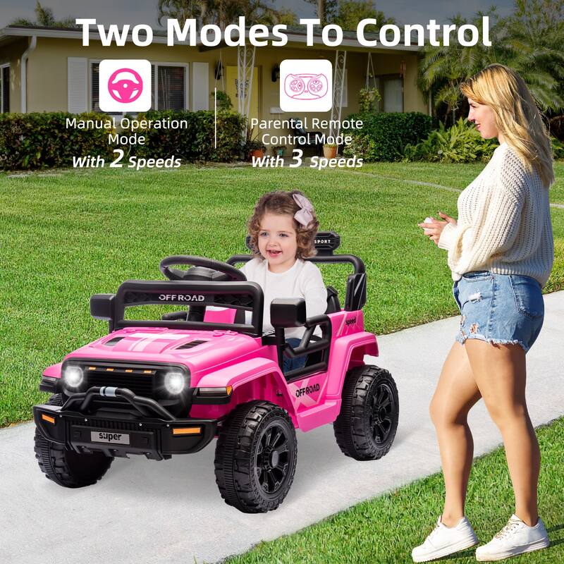12V Electric Kids Ride on Truck, Toy Vehicle with Remote Control for Best Kids Gift