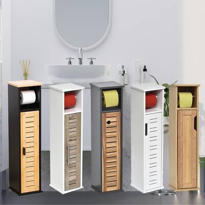 2 in 1 Toilet Paper Holder Stand Cabinet and Reserve - 7.2'L x 7.2"W x 29.9"H