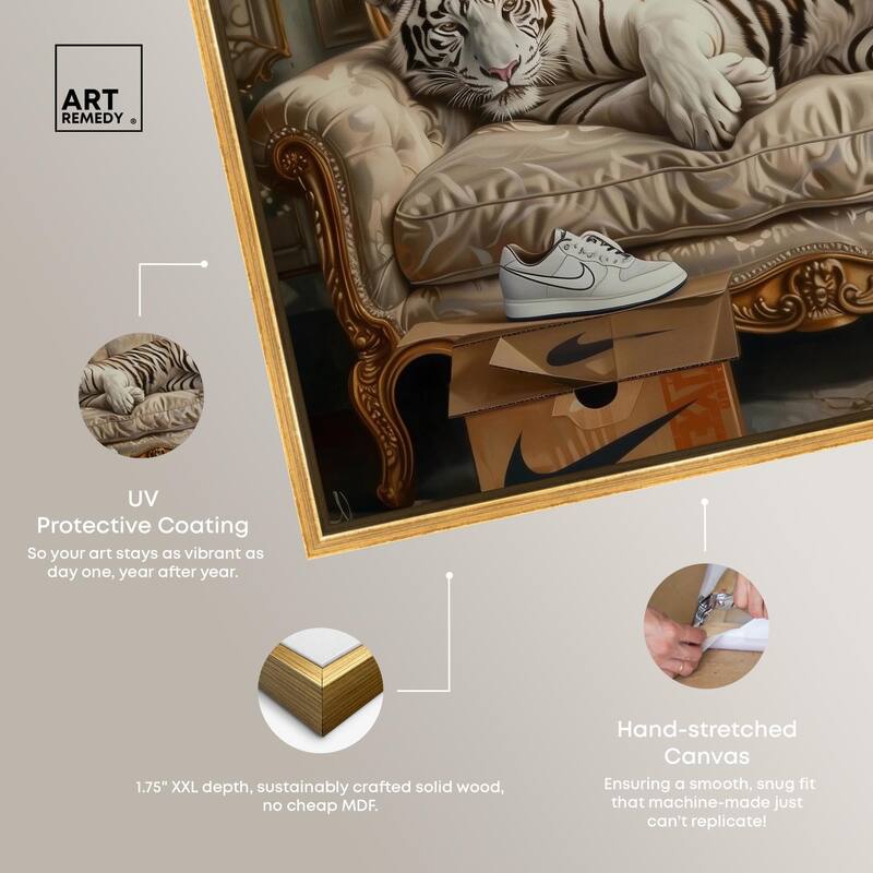 Lounging Sneaker Tiger Canvas by Art Remedy