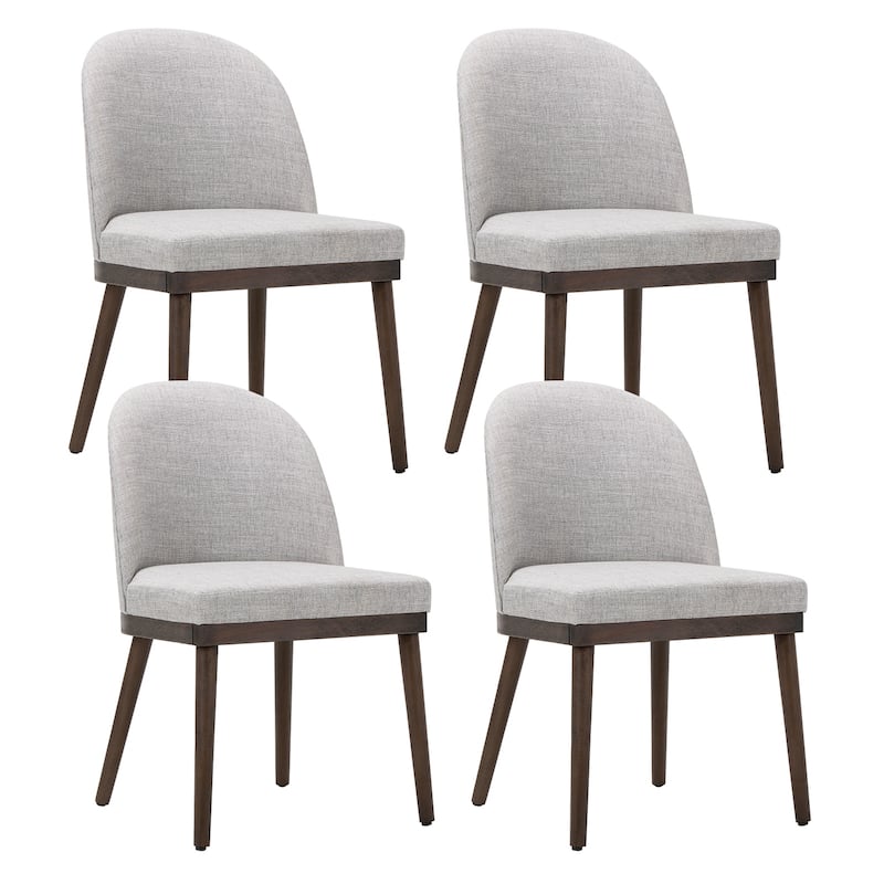 Upholstered Fabric Dining Chairs with Curved Backrest