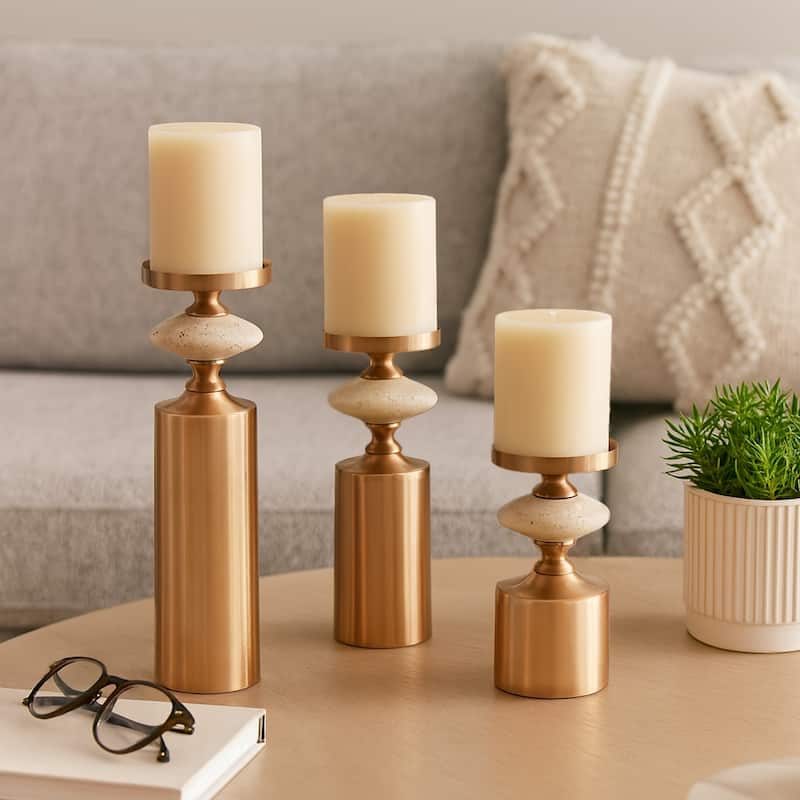 Modern Decorative Candle Holders with Silhouettes- Set of 3 - 9" - 12"