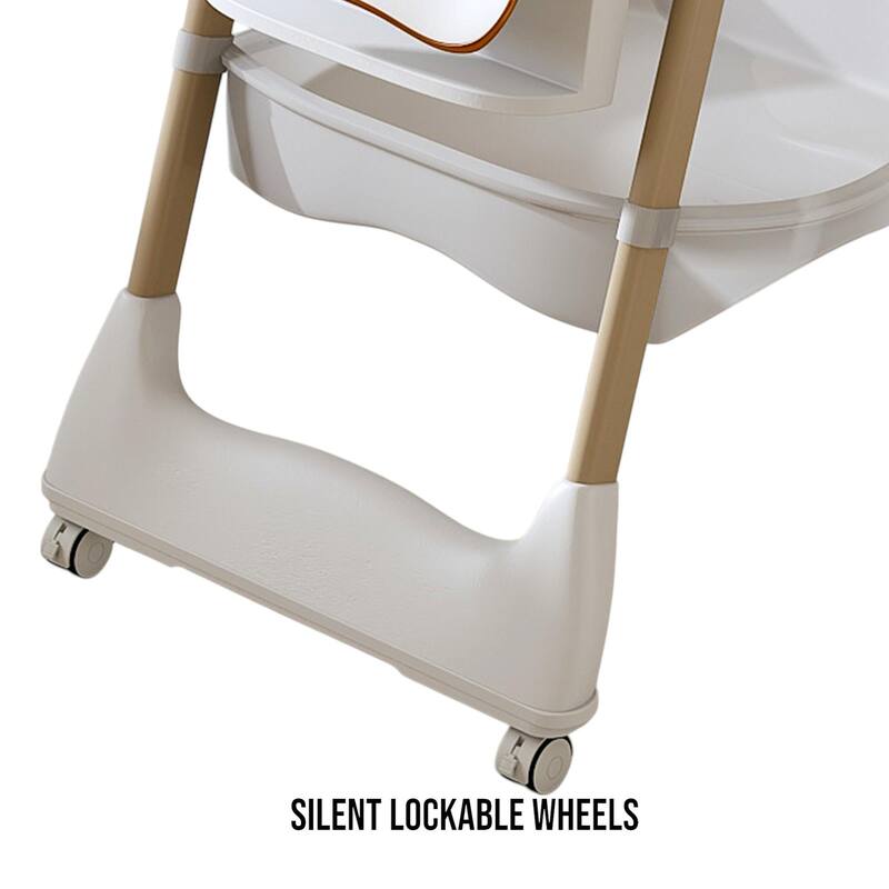 KISRAIS Portable Adjustable Baby High Chair with Safety Belt, Silent Lockable Wheels