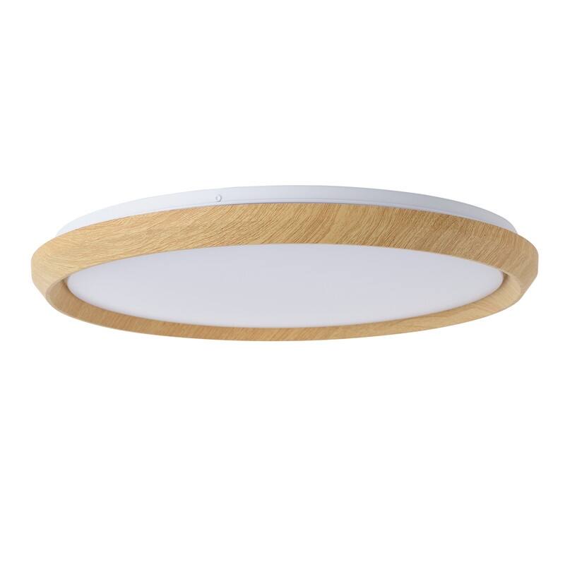 Modern Wood Grain Flush Mount Ceiling Light Milky White LED Fixture for Living Room Bedroom