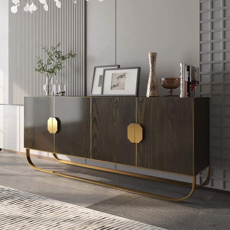 Clihome Furniture Wood 4-Door Accent Cabinet