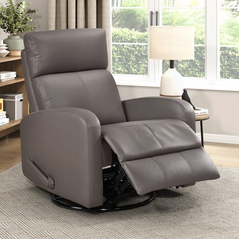 Creek 31.5" Leather Manual Swivel Glider Recliner - 360-Degree Swivel