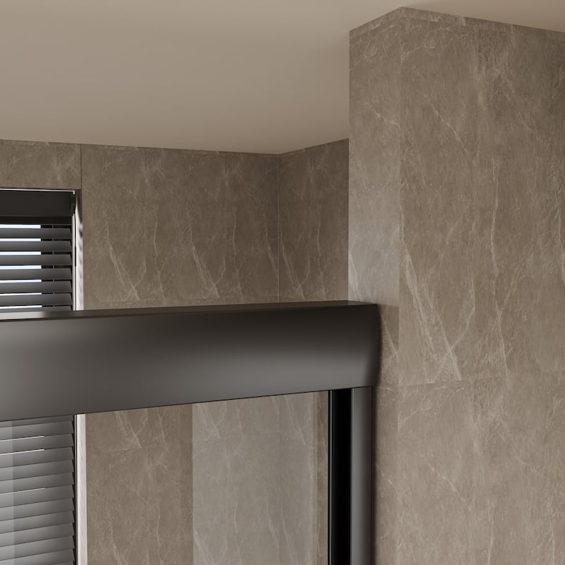 Modland 45''/54''W x 70'' H Glass Double Sliding Shower Door in Black/Chrome