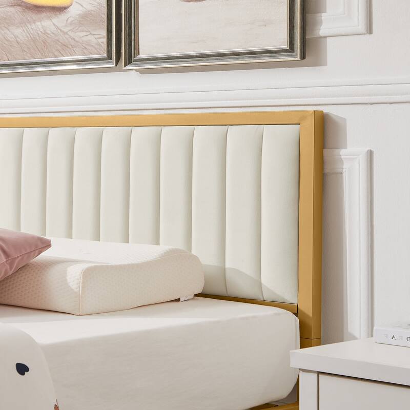 Javlergo Bed Frames with Upholstered Tufted Headboard and Footboard, Heavy Duty Steel Slats Platform, No Box Spring Needed