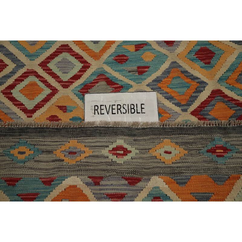 Hand Woven Oriental 100% Wool Carpet Southwestern Tribal Multi-Colored Kilim Area Rug - 6' 7'' X 5' 0''