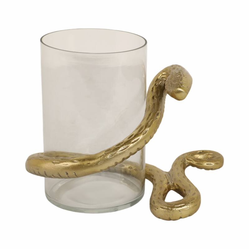 Modern Metal Snakaround Pillar Candle Holder for Home Decor - Gold