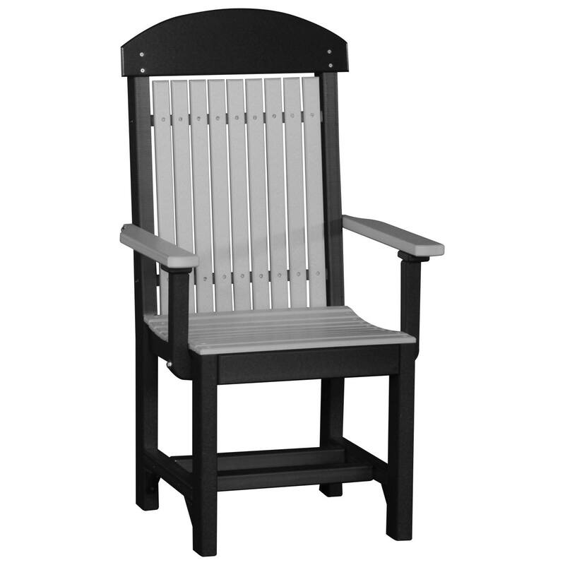 Set of 4 Poly Lumber Classic Dining Chairs - Arm Chair - Dove Gray & Black - Dining Height