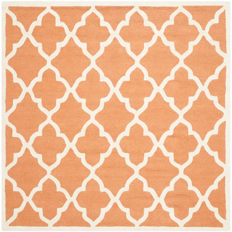 SAFAVIEH Handmade Cambridge Tinca Modern Moroccan Wool Rug - 6' Square - Coral/Ivory