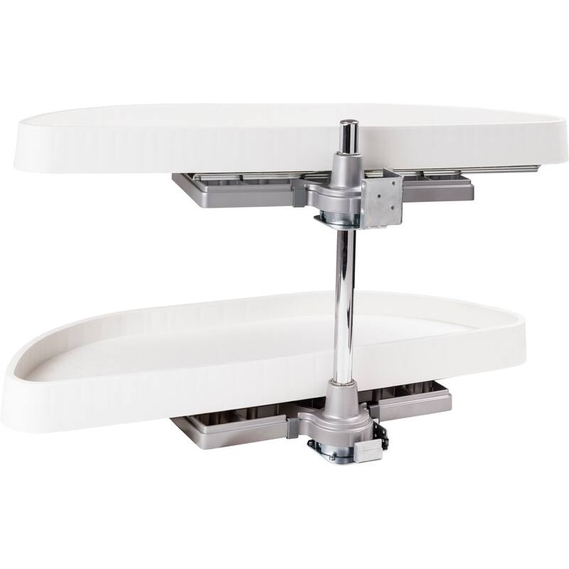 Hardware Resources 22-1/4" Diameter Half Moon Two Shelf Lazy Susan - White
