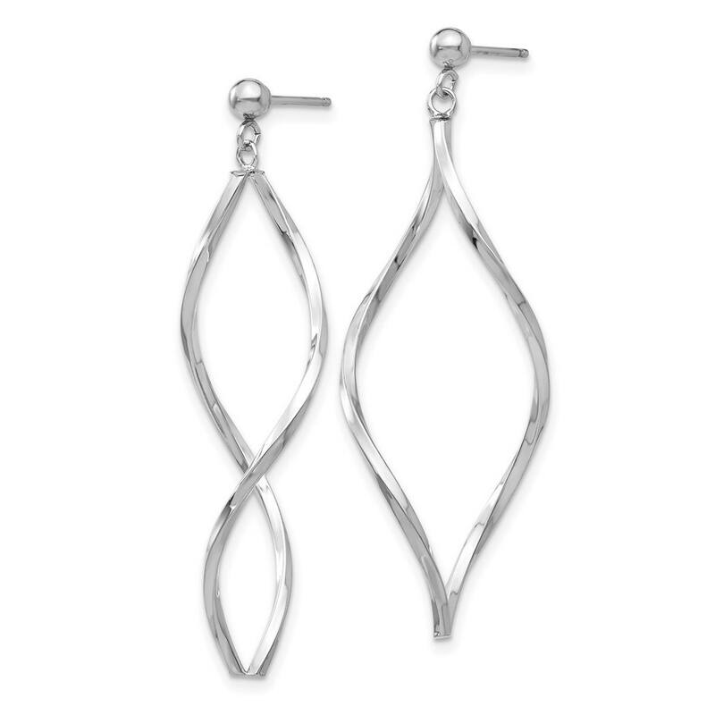 Curata 14k White Gold 40x13mm Twisted Geometric Dangle Post Earrings