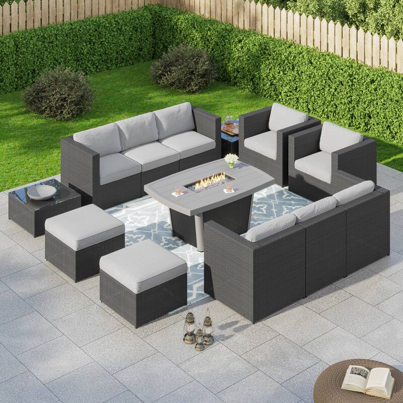 Corvus Xavier 13-piece Sectional Wicker Patio Sofa Set