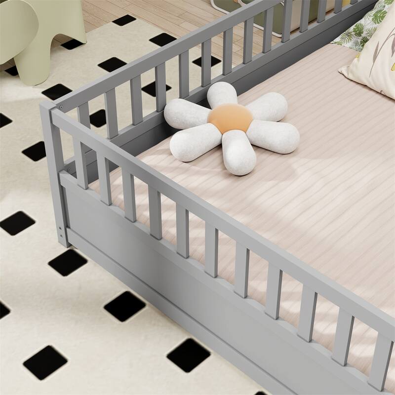 Full Size Floor Bed with Super High Security Barrier