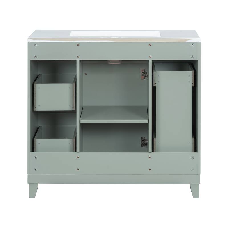 Bathroom Vanity with Sink, Vanity Set with Double-Layer & Standard Drawers, Bathroom Storage Cabinet with Adjustable Shelf