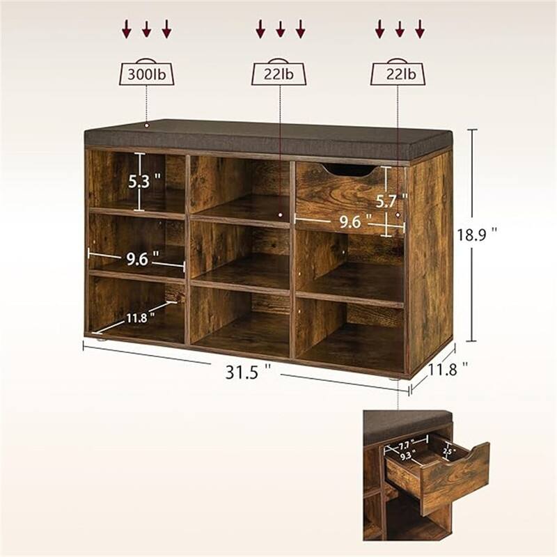 Shoe Bench - 11.8"D x 31.5"W x 18.9"H