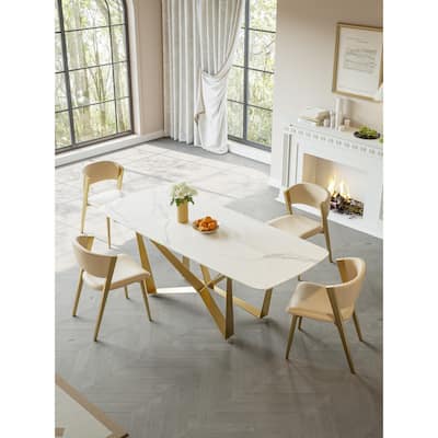 Lesly 62.99 in. Modern Rectangle White Dining Table (6 Seats) - 62.99"D×35.43"W×29.52"H