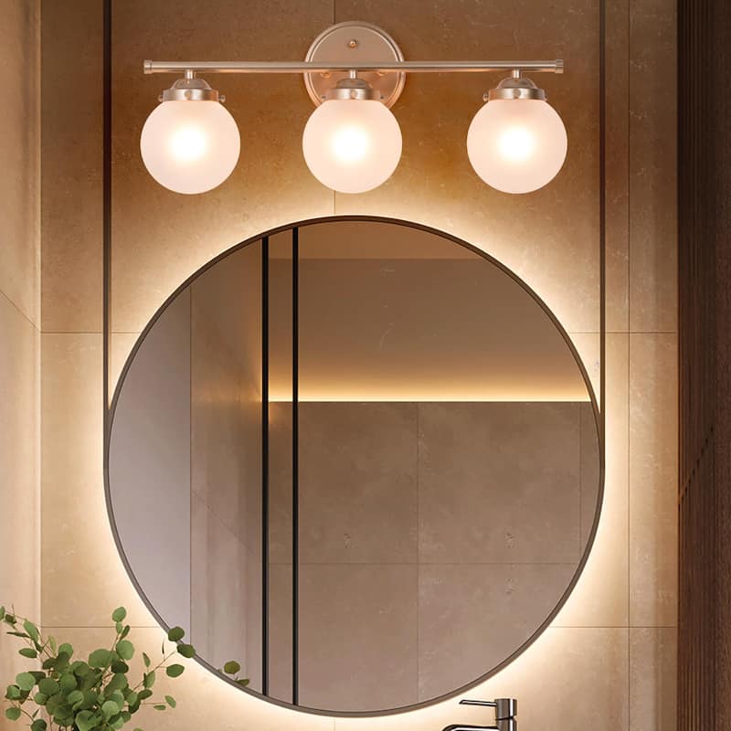 Bela Modern Gold 3-Light Bathroom Vanity Light Frosted Glass Wall Sconces - L20"x W 6.5"x H 8"