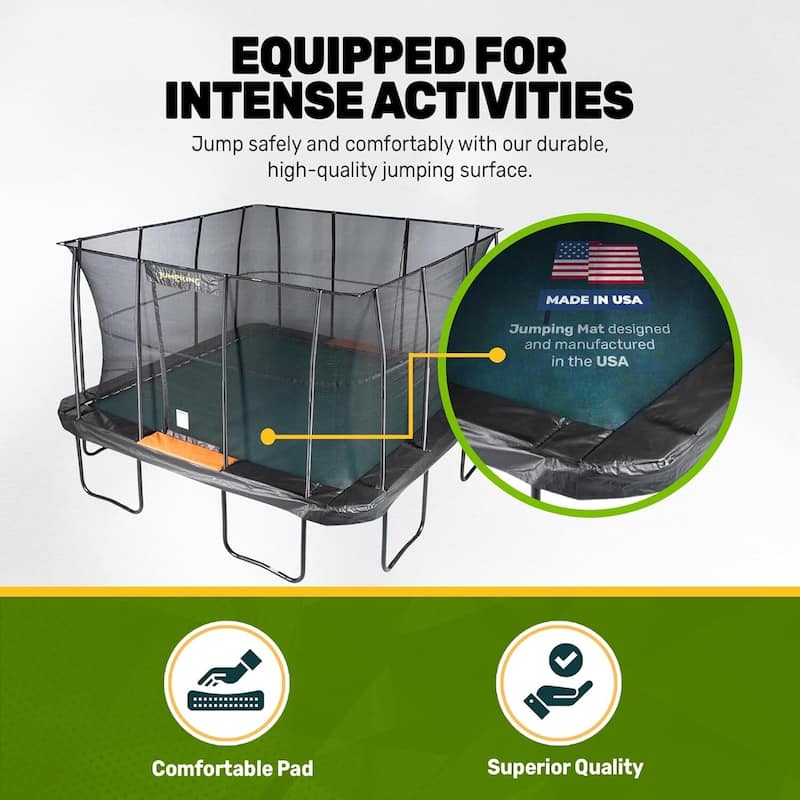 Rectangular Pro Trampoline with Complete Enclosure - Advanced Spring Layout for Superior Jumping Experience - 156