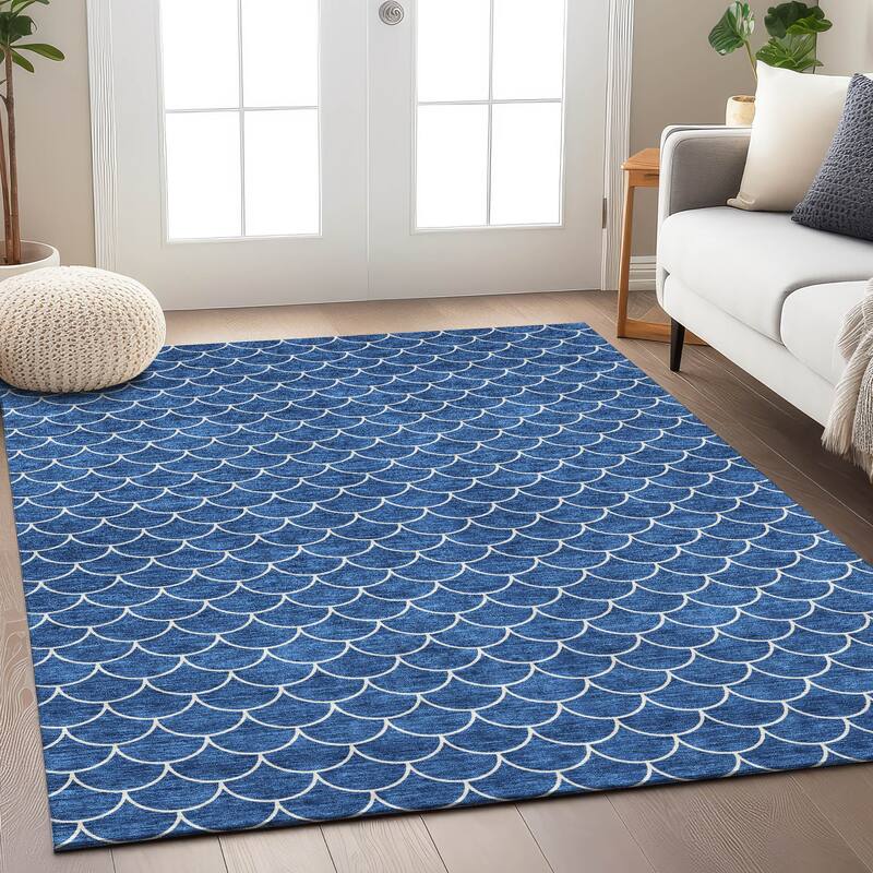 Machine Washable Indoor/ Outdoor Chantille Modern Geo Rug