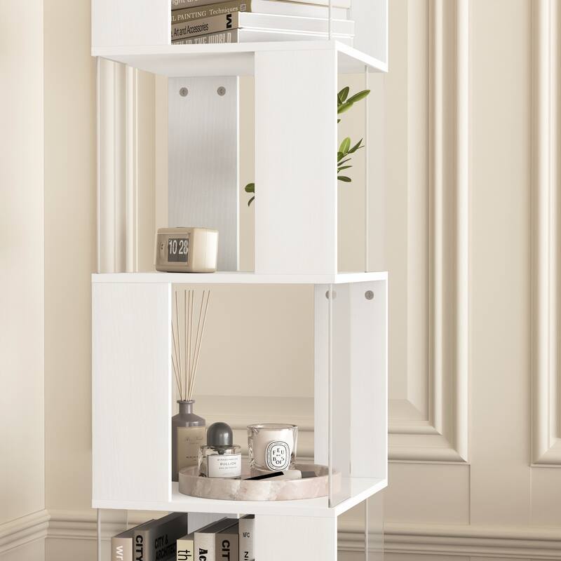 5 tier Rotating Bookshelf, Modern Floor Rack Simple Bookcase