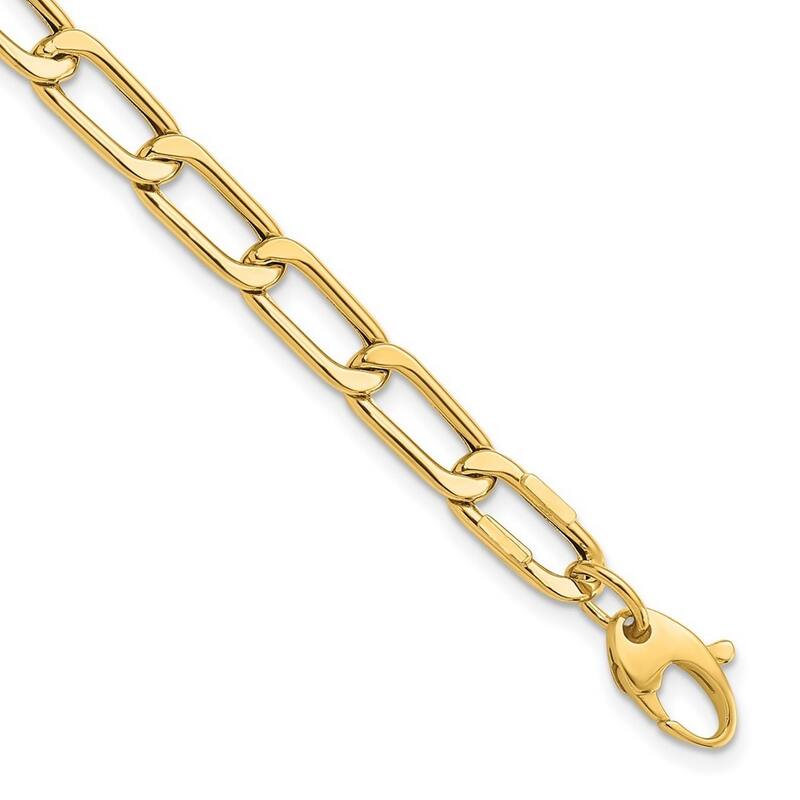 Curata 14k Gold 7.5" 5.75mm Polished Beveled Paperclip Link Bracelet