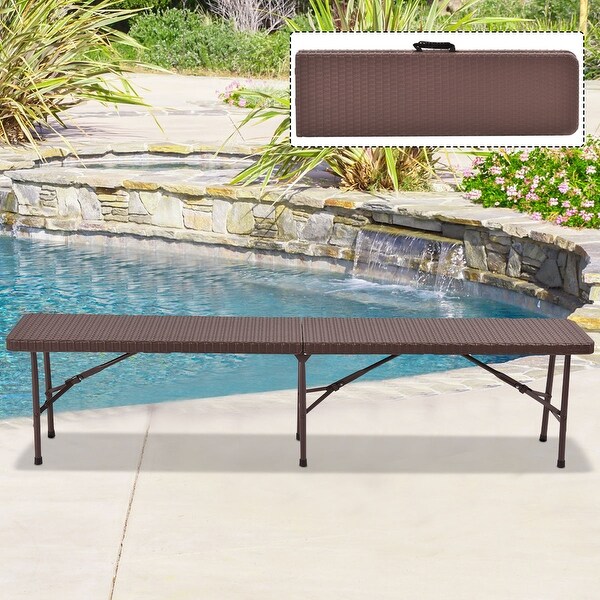 Costway 6 Folding Bench Rattan Portable Indoor Outdoor Picnic Costway 6 X27 Folding Bench Rattan Portable Indoor Outdoor Picnic Party Dining Camping