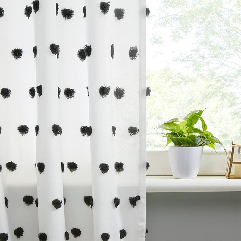 Pom Pom Embellished Curtain Panel