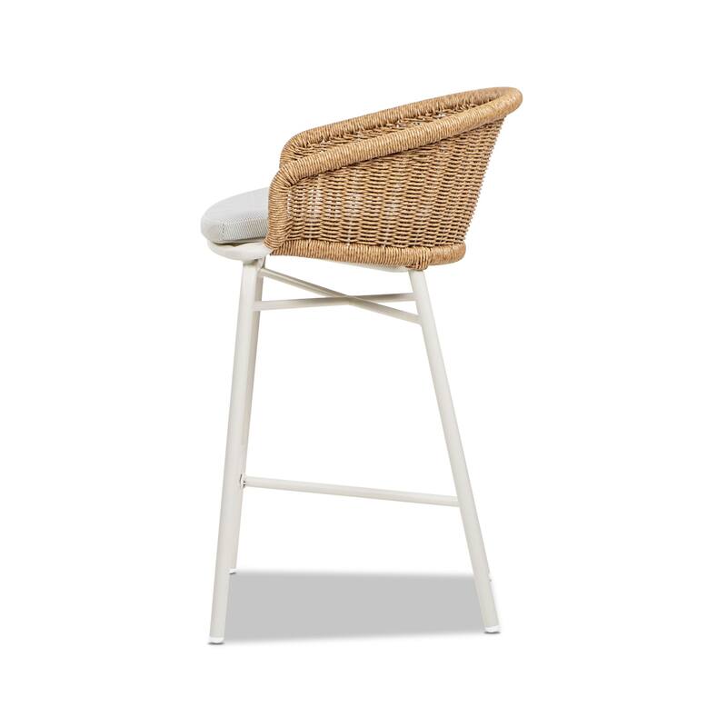 Wicker Back Outdoor Bar Stool - Beige
