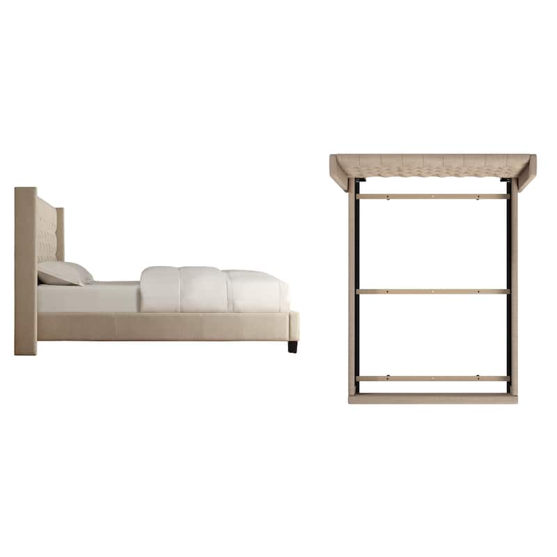 Detmold Wingback Button Tufted Queen Bed