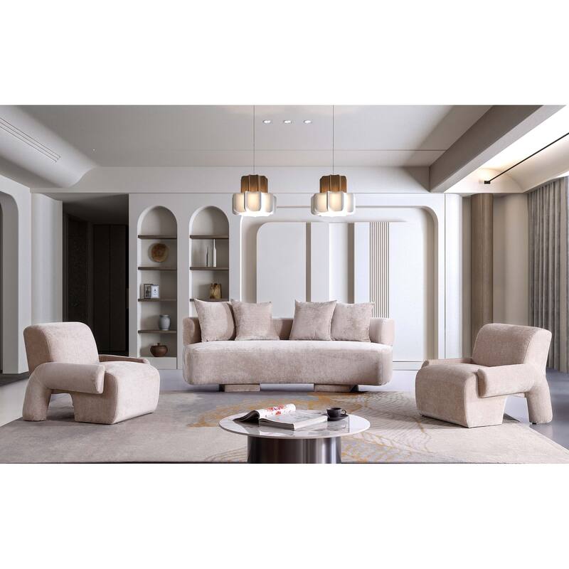 Manhattan Comfort 3 Piece Modern Verandah Chenille 90.6 Inch Sofa Set