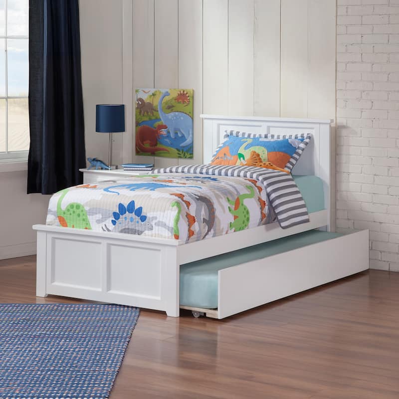 AFI Madison Platform Bed with Footboard & Twin XL Trundle - White - Twin XL