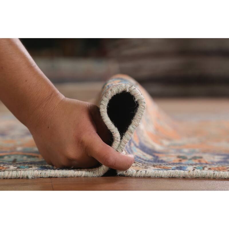 Hand Knotted Oriental 100% Wool Carpet Traditional Floral Oranges & Rust Tabriz Area Rug - 6' 0'' X 4' 4''