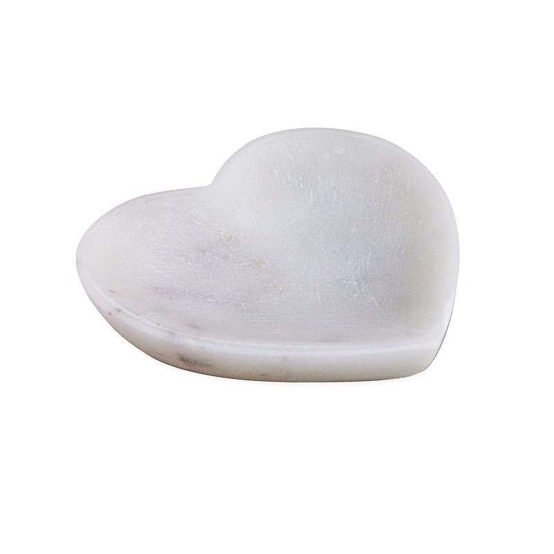 Sm. White Marble Heart Shaped Bowl