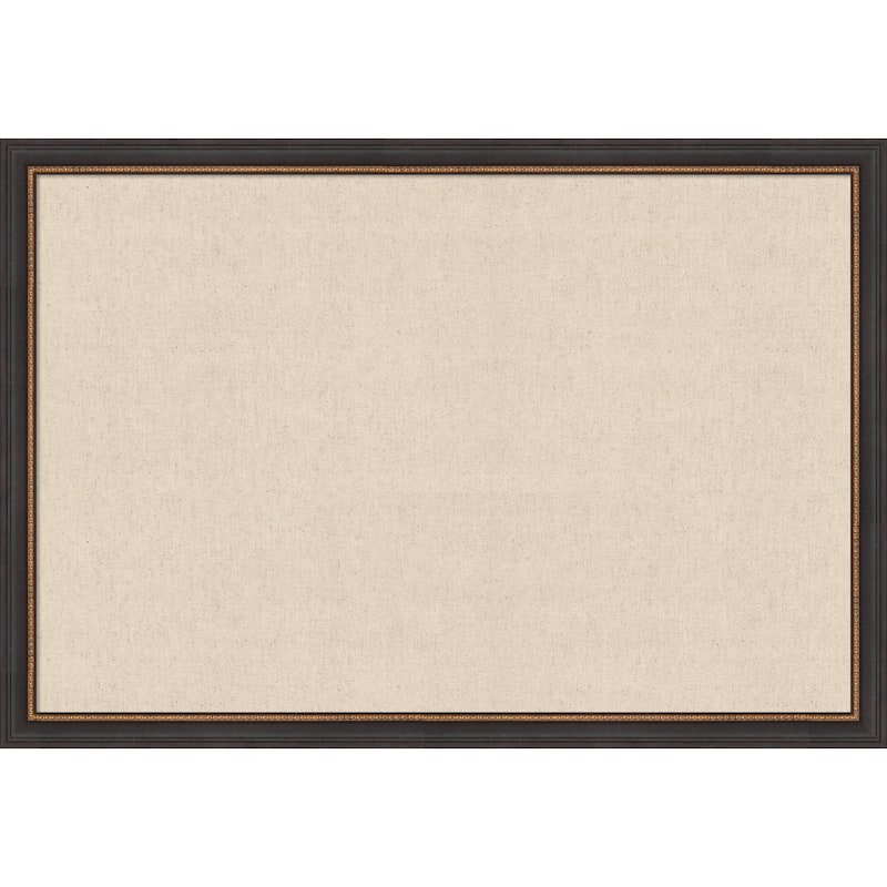Amanti Art Framed Fabric Pinboard Natural Linen Printed Bulletin Board