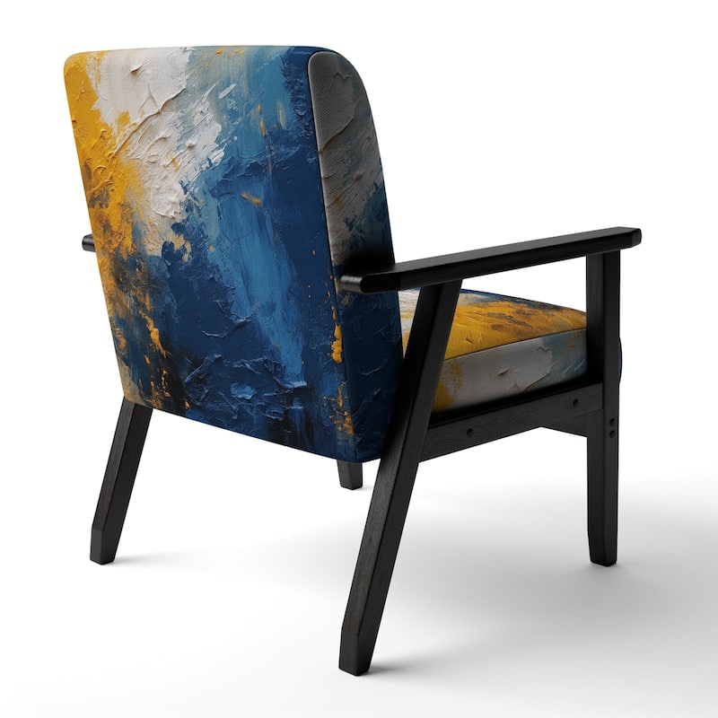 Designart "Blue and Yellow Intuitive Expressions I" Upholstered Abstract Accent Chair and Modern & Contemporary Arm Chair
