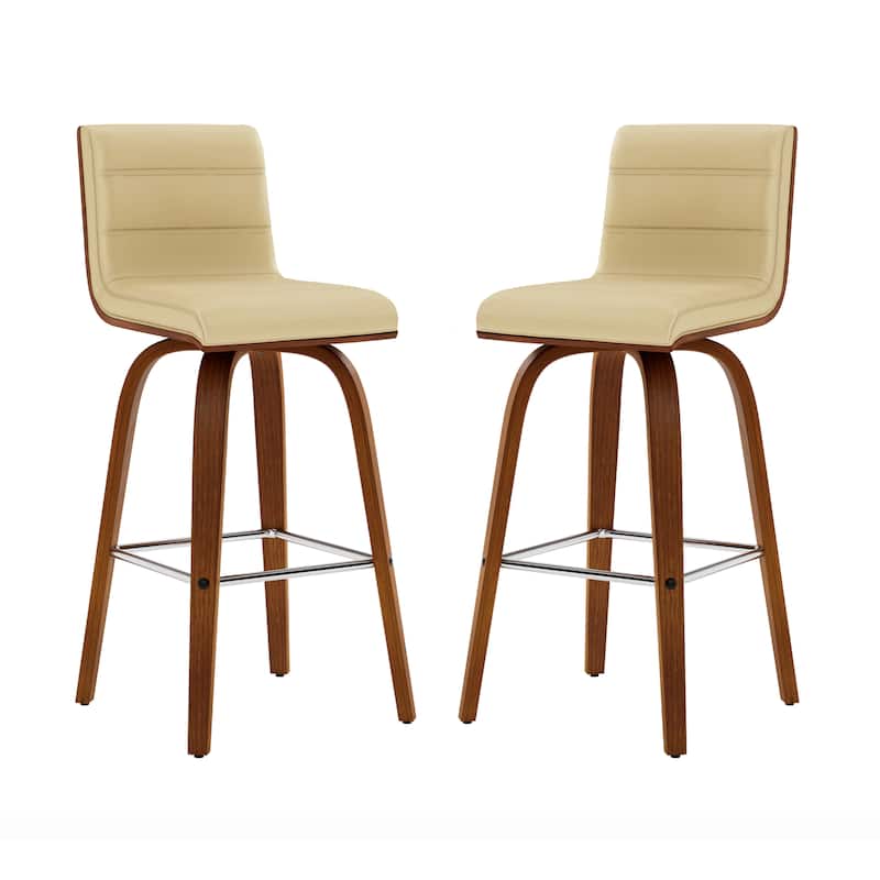 Skara Mid-Century Swivel Counter Stool, Upholstered Counter Height Chair with Bentwood Legs