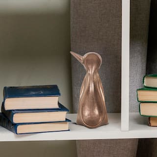 Allan Andrews Antique Brass Ceramic Penguin Sculpture - 10.75"H x 4.5"W