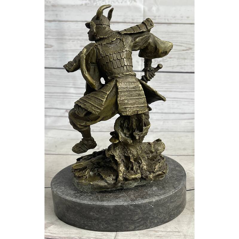 Japanese Samurai Warrior Bronze Statue Sculpture Figure Signed Original 9 Inches X 5 Inches