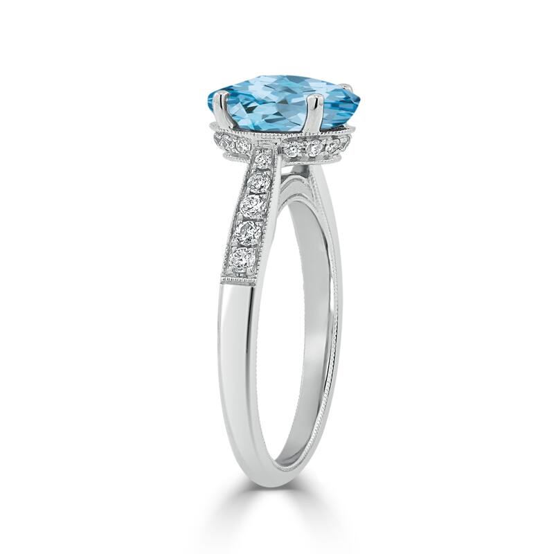 Auriya 3 1/3ct Fancy Oval Sky Blue Topaz and Diamond Engagement Ring 1/4ctw 14k Gold