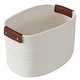 preview thumbnail 2 of 48, 3 Pack Woven Cotton Rope Shelf Storage Basket with Leather Handles, Baby Nursery Storage Bin Organizers, Closet Shelf Storage