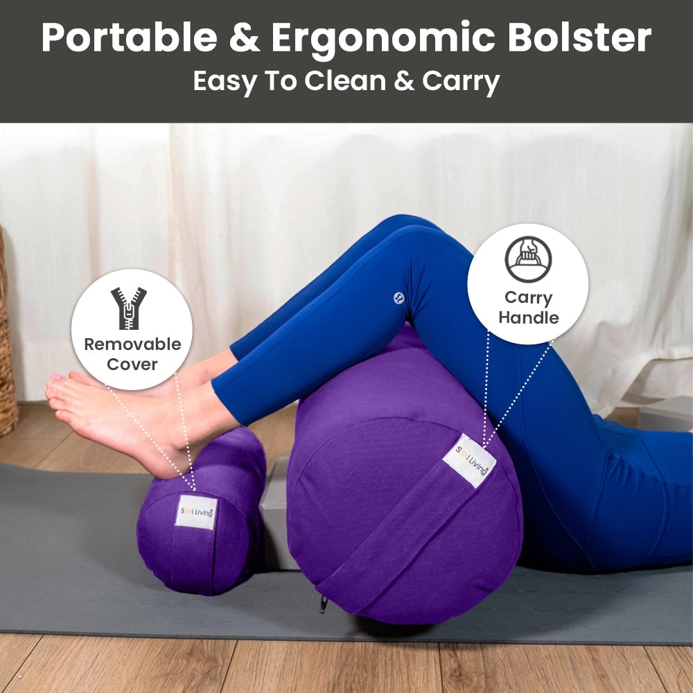 Sol Living Cylindrical Yoga Bolster Meditation Cushion - Cotton