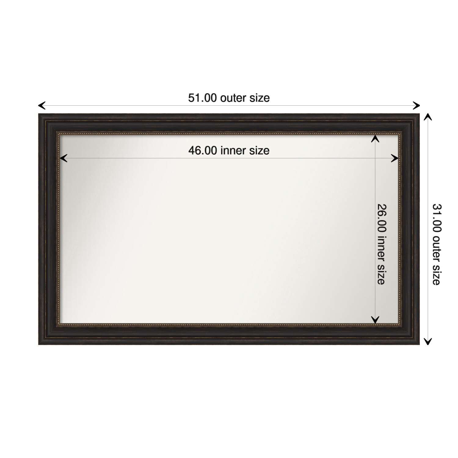 Accent Bronze Framed Non-Beveled Custom Wall Mirror, Bathroom Vanity Mirror