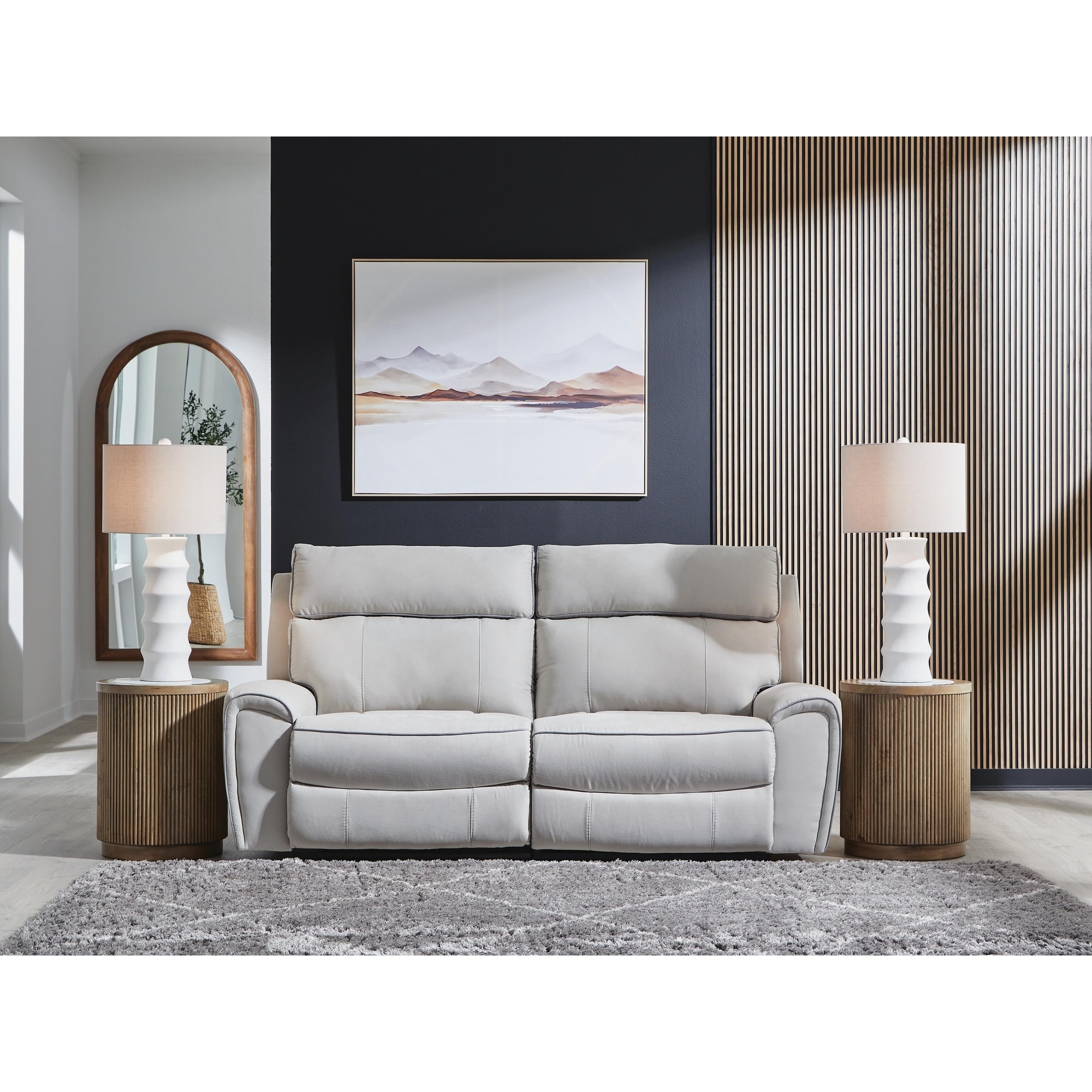 Signature Design by Ashley Grafton Pike Gray 2-Piece Reclining Loveseat - 84" W x 41" D x 43" H