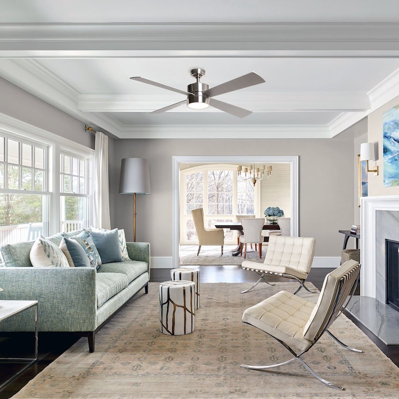 Modern 52-in 4-Blade Brushed Chrome LED Ceiling Fan with Light and Remote Control - 52"