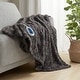 preview thumbnail 17 of 62, Beautyrest Marselle Oversized Faux Fur Heated Throw Dark Grey