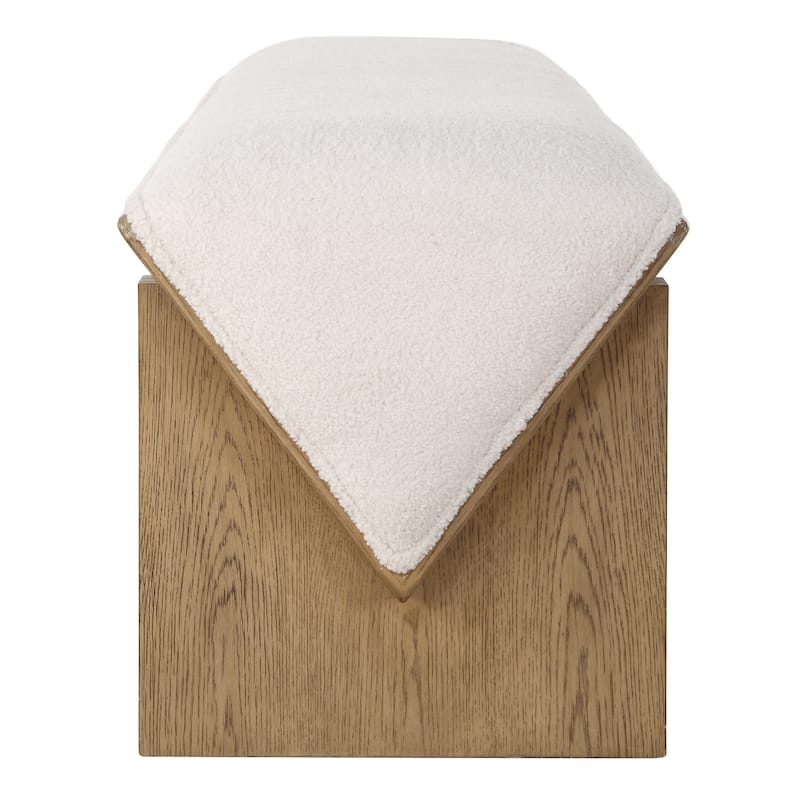 Uttermost Wedged Ivory Fabric Bench - 17'' H X 59'' W X 19'' D